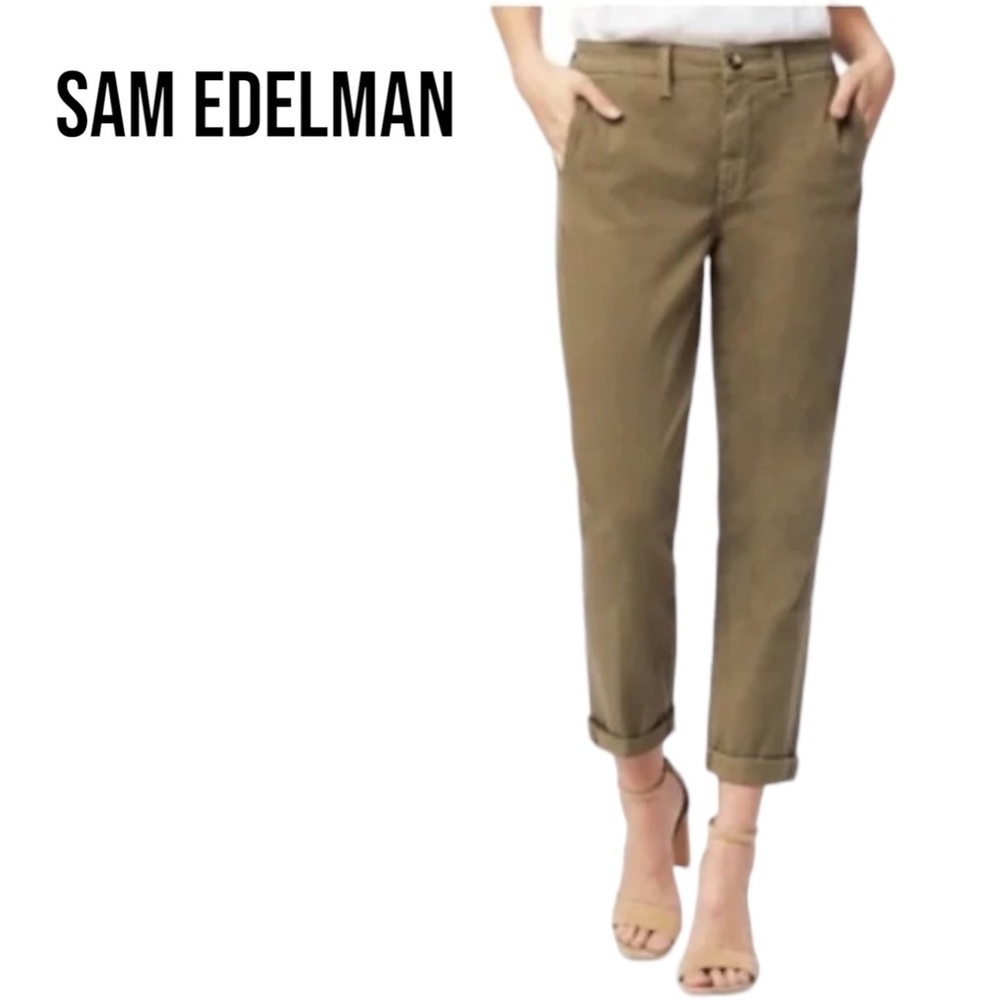 NWT Sam Edelman THE MORRISSON TROUSER Women's Size 00 24 OLIVE GREEN DENIM SOFT!